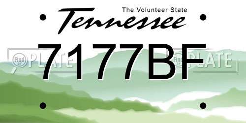 7177BF Tennessee License Plate