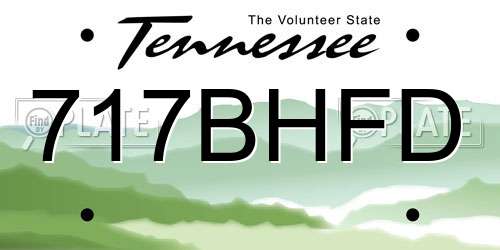 717BHFD Tennessee License Plate