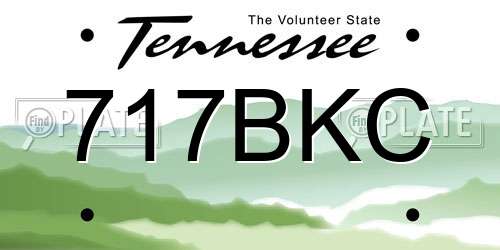 717BKC Tennessee License Plate