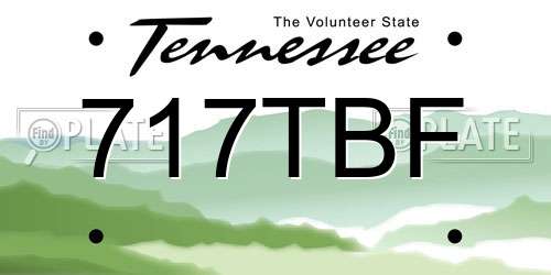 717TBF Tennessee License Plate