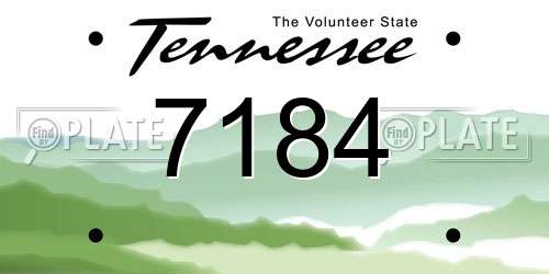 7184 Tennessee License Plate