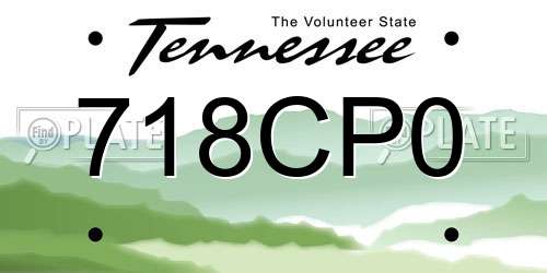 718CP0 Tennessee License Plate