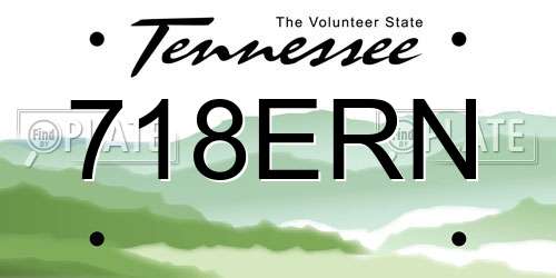718ERN Tennessee License Plate