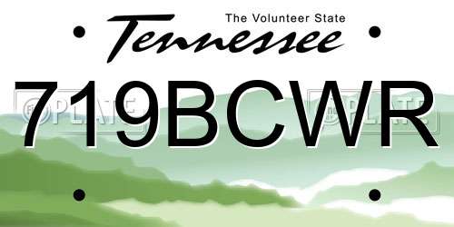 719BCWR Tennessee License Plate