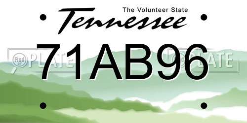 71AB96 Tennessee License Plate