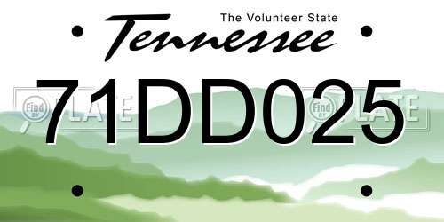 71DD025 Tennessee License Plate
