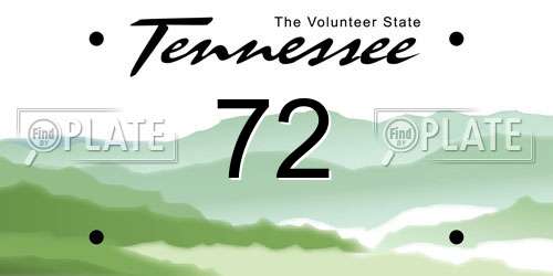 72 Tennessee License Plate