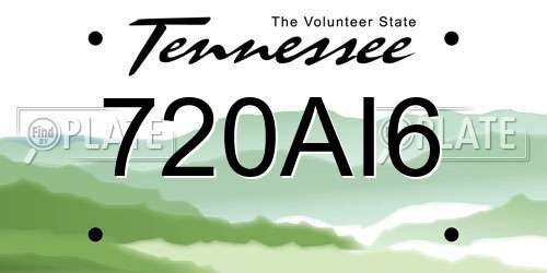 720AI6 Tennessee License Plate