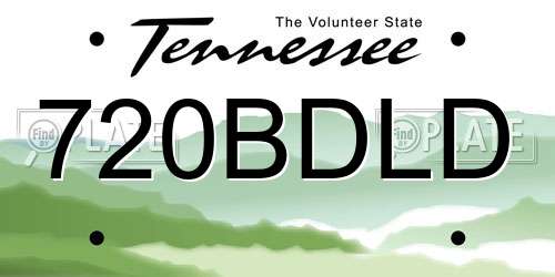 720BDLD Tennessee License Plate