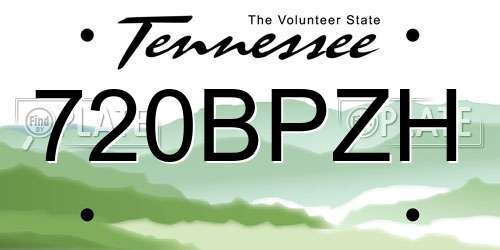 720BPZH Tennessee License Plate