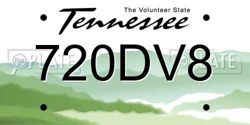 720DV8 Tennessee License Plate