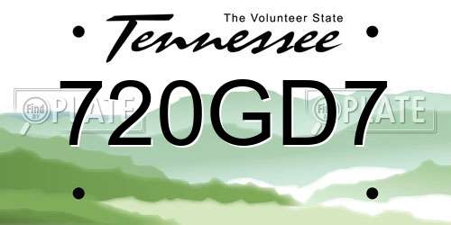 720GD7 Tennessee License Plate