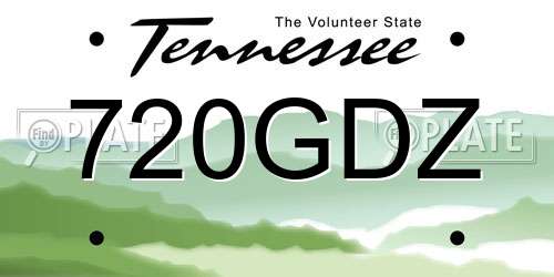 720GDZ Tennessee License Plate