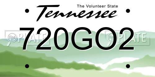 720GO2 Tennessee License Plate