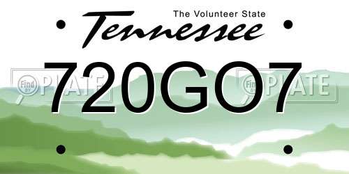 720GO7 Tennessee License Plate
