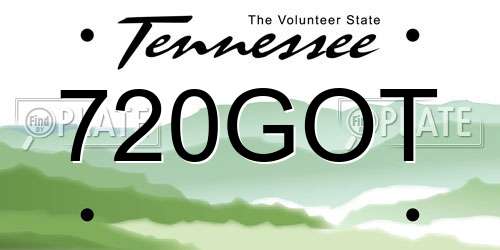 720GOT Tennessee License Plate