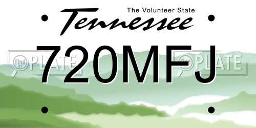 720MFJ Tennessee License Plate