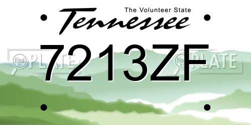 7213ZF Tennessee License Plate