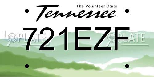 721EZF Tennessee License Plate