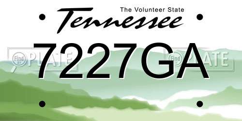 7227GA Tennessee License Plate