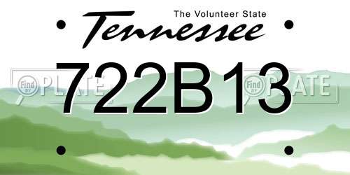 722B13 Tennessee License Plate