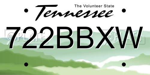 722BBXW Tennessee License Plate