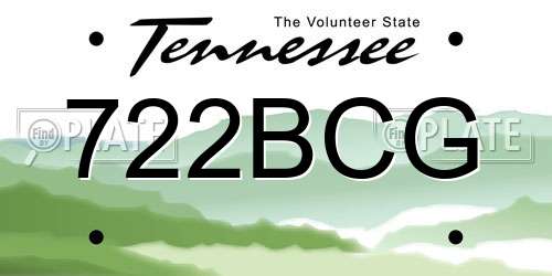 722BCG Tennessee License Plate