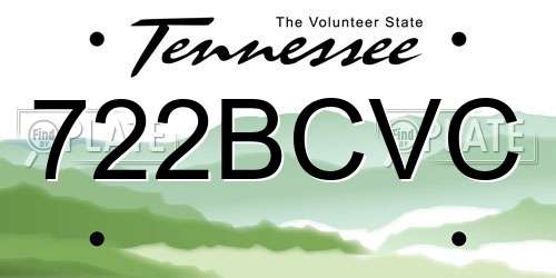 722BCVC Tennessee License Plate