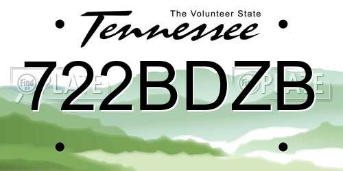 722BDZB Tennessee License Plate