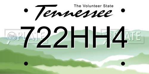 722HH4 Tennessee License Plate