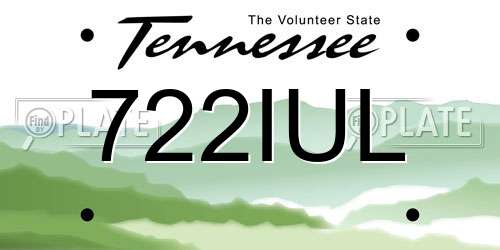 722IUL Tennessee License Plate