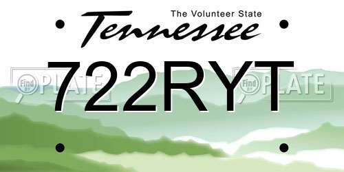 722RYT Tennessee License Plate