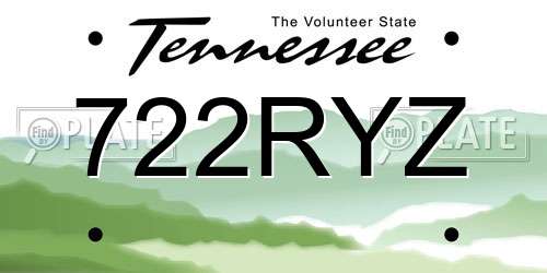 722RYZ Tennessee License Plate