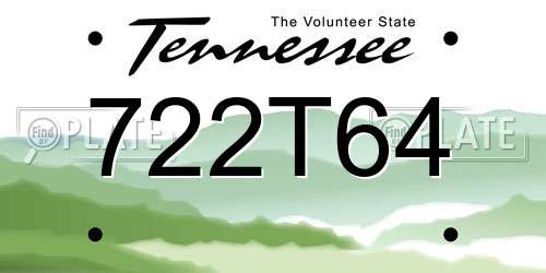 722T64 Tennessee License Plate