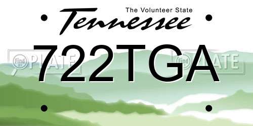 722TGA Tennessee License Plate