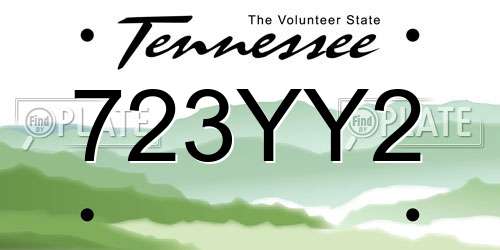 723YY2 Tennessee License Plate