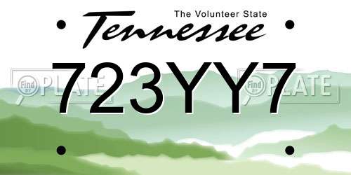 723YY7 Tennessee License Plate