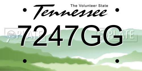 7247GG Tennessee License Plate