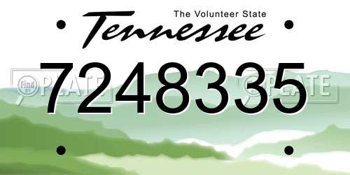 7248335 Tennessee License Plate