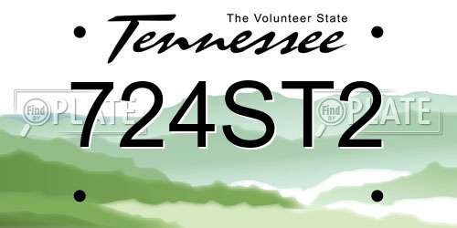724ST2 Tennessee License Plate