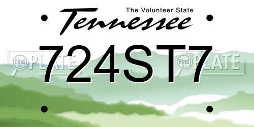 724ST7 Tennessee License Plate