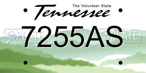 7255AS Tennessee License Plate