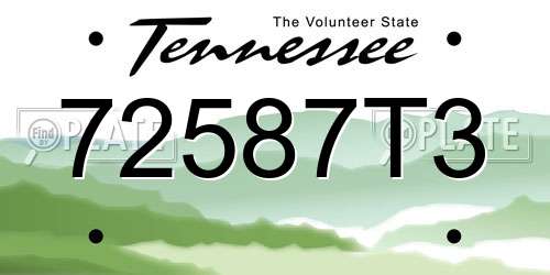 72587T3 Tennessee License Plate
