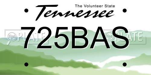 725BAS Tennessee License Plate
