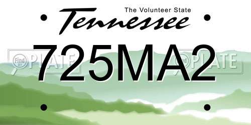 725MA2 Tennessee License Plate