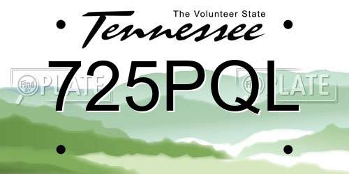 725PQL Tennessee License Plate