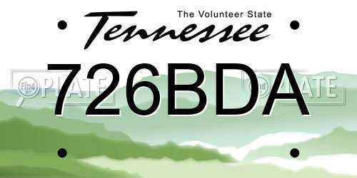 726BDA Tennessee License Plate