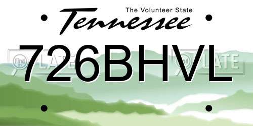 726BHVL Tennessee License Plate