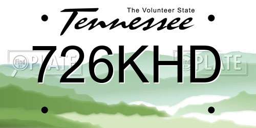 726KHD Tennessee License Plate