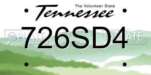 726SD4 Tennessee License Plate